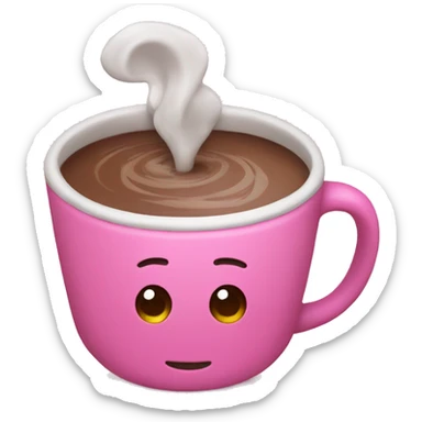 pink cup with hot chocolate and marsh sticker