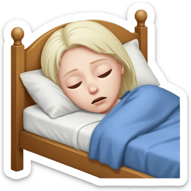 dying in a bed looking tired  sticker
