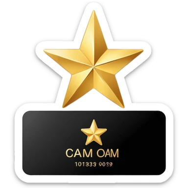 business card with a star symbol sticker