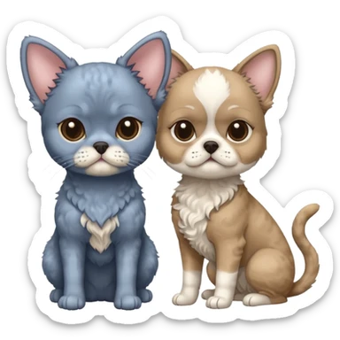 Blue mink curly Devon Rex cat and Taller beige shih tzu dog sticker