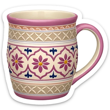 Pink white & beige Talavera mug sticker