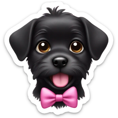 Little black dog with pink bow and with tongue out  sticker