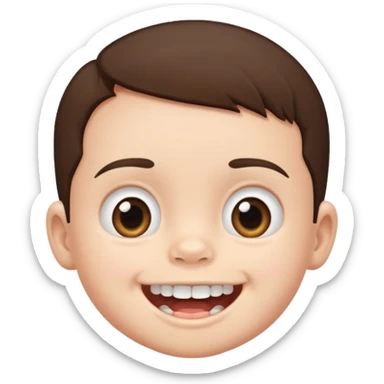 Brunette baby boy showing bottom teeth sticker