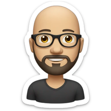 bald white man with beard with round glasses and very short black hair sticker