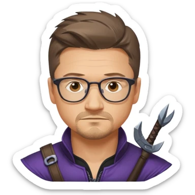 Jeremy Lee Renner Hawkeye with GLasses
 sticker