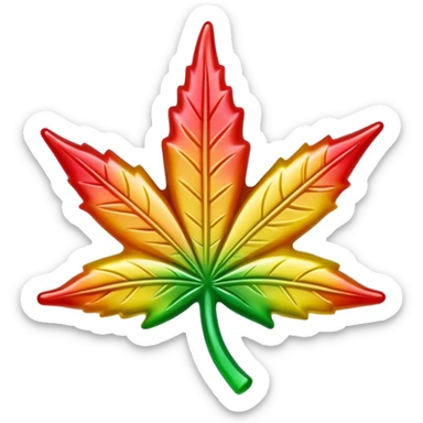 colorful shiny gusher gummy shaped like a cannabis leaf sticker