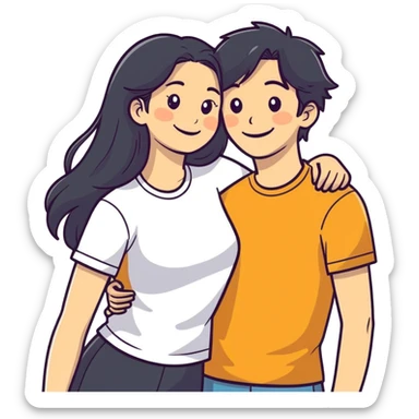 Two young lovers reunited  sticker