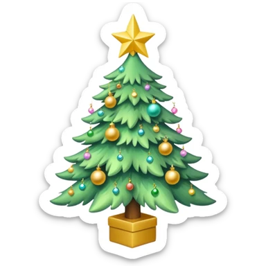 a pastel green christmas tree a yellow star sticker