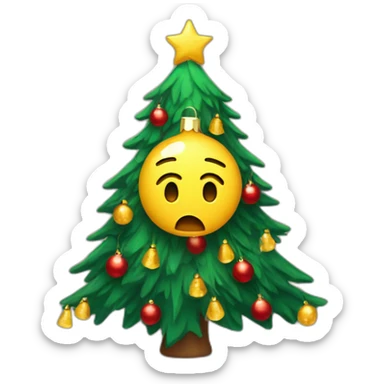 crying Christmas tree with Christmas lights and decorations sticker