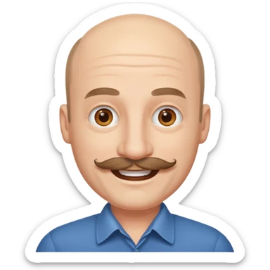 White man mustache balding sticker