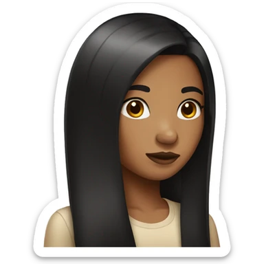 Caramel girl with black straight hair sticker