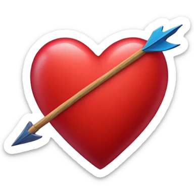 a red heart that has an arrow through it  sticker