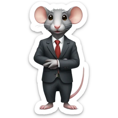 An ambitious and confiant rat wearing a suit sticker
