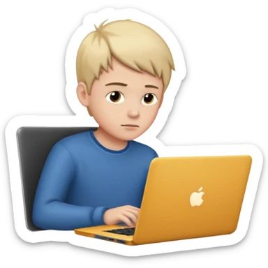 boy using laptop sticker