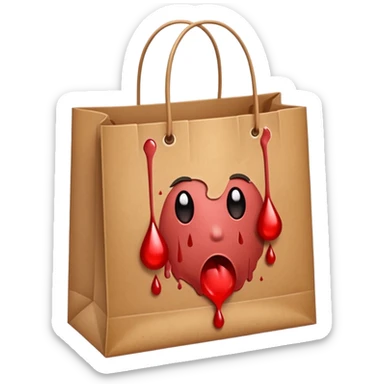 shopping bag brown with blood drops no face sticker