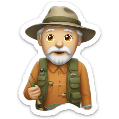 old man fishing sticker