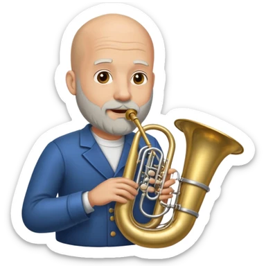 große Tuba, von glatzköpfigen graubärtigem Mann gespielt sticker