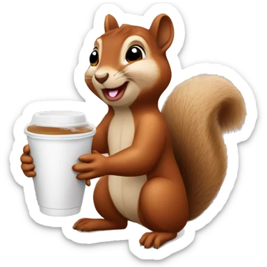 Squirrel Karina drinks latte sticker