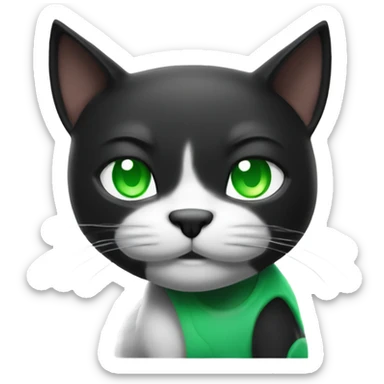 Ultra Muscular gigachad black and white Cat with green eyes flexing His biceps sticker
