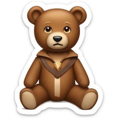 Light Brown Teddy bear with a Brown Bowie sticker