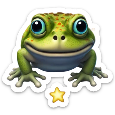 bufo with shooting stars out of eye sockets sticker