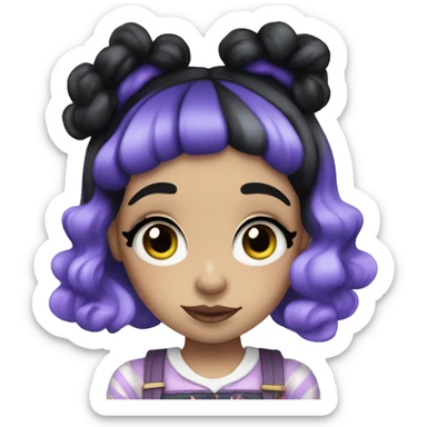 melanie martinez with half purple half black split dye hair sticker