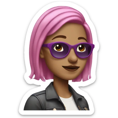 urban solo young white woman with pink hair and purple sunglasses sticker