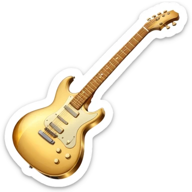 cinematic-realistic-guitar,-polished-metal,-warm-golden-reflections-dancing-along-its-surface,-soft-hands-carefully-positioned-over-the-keys,-glowing-with-an-elegant-and-airy-charm. sticker