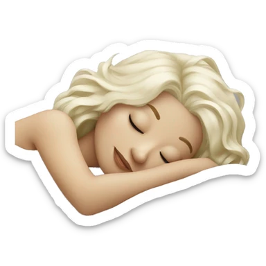 Platinum blonde girl sleeping on white bed sticker