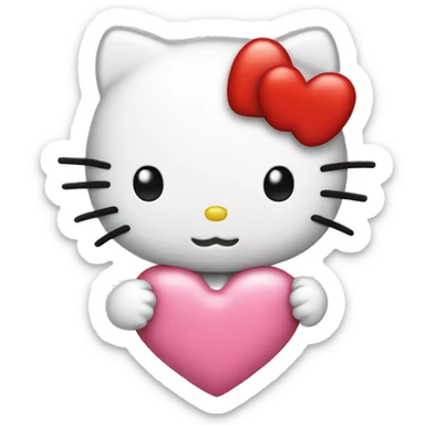hello kitty with heart sticker