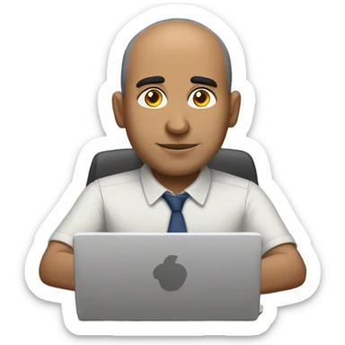 Working at my desk remotely from home balding Hispanic male sticker