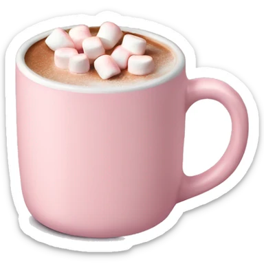 Light Pink mug of hot chocolate with marshmallows  sticker
