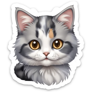 A young gray calico kitten sticker