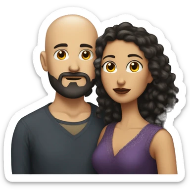 White Man bald with dark beard kissing Mexican woman with long dark curly hair sticker