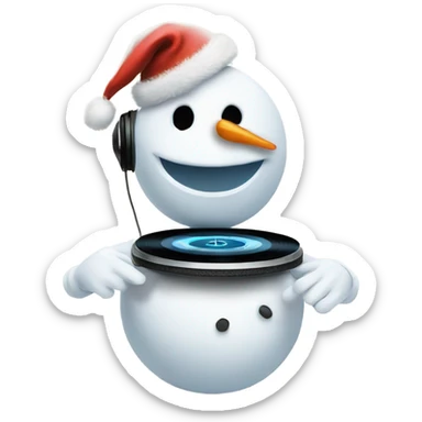 Snowman DJing for elves sticker