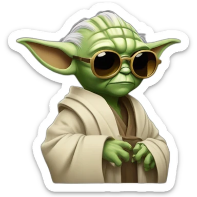 Fashionista Yoda with sunglasses sticker