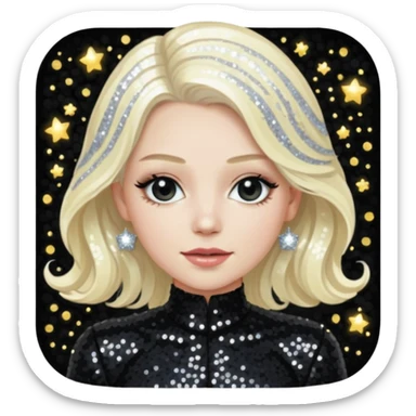 Emily Armstrong from Linkin Park with long platinum blonde hair, black sequin outfit  sticker