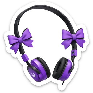 apple air max headphoness with bow on the right side black and purple  sticker
