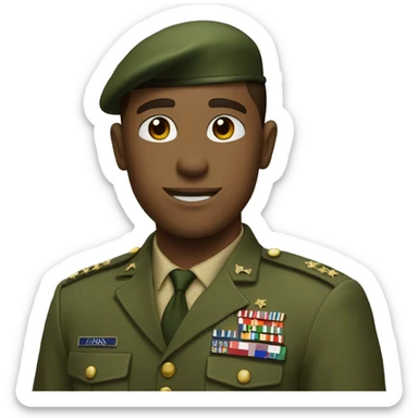 A guy in a military green uniform salutes sticker
