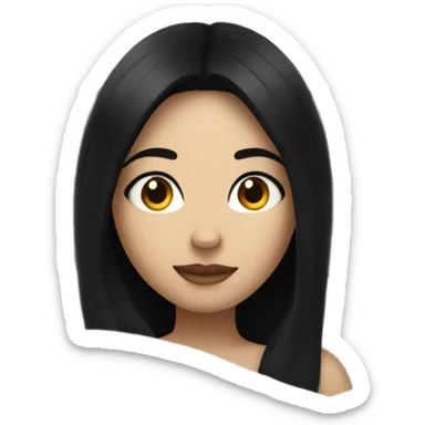 A girl with black hair and white skin lying in bed  sticker