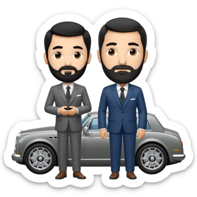 Professor Bentley Dyed black gray hair  frencb beard graying indian guy in suit with a bentley car sticker