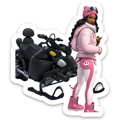 girl with motorcycle in snow sticker