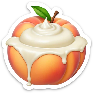 Peach with white sauce on it sticker