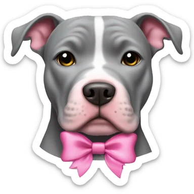 Grey pitbull with a pink bow sticker