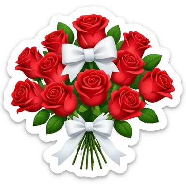 red roses Bouquet with white bow sticker