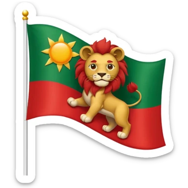 Small Lion and sun logo at the middle of flag in the red white and green flag(up to down ) sticker