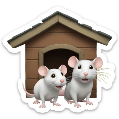 three rats living in the dog house sticker