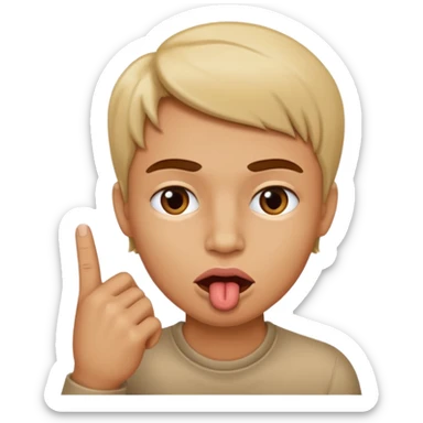 Cara con labio mordido y dedo índice en la boca sticker