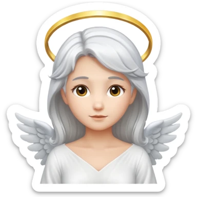 Angel with silver hair and glowing halo sticker