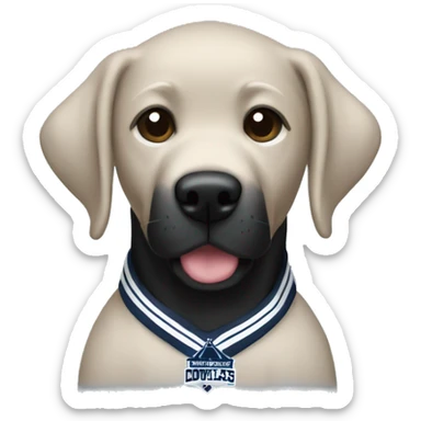 A black lab in Dallas cowboys clothes sticker